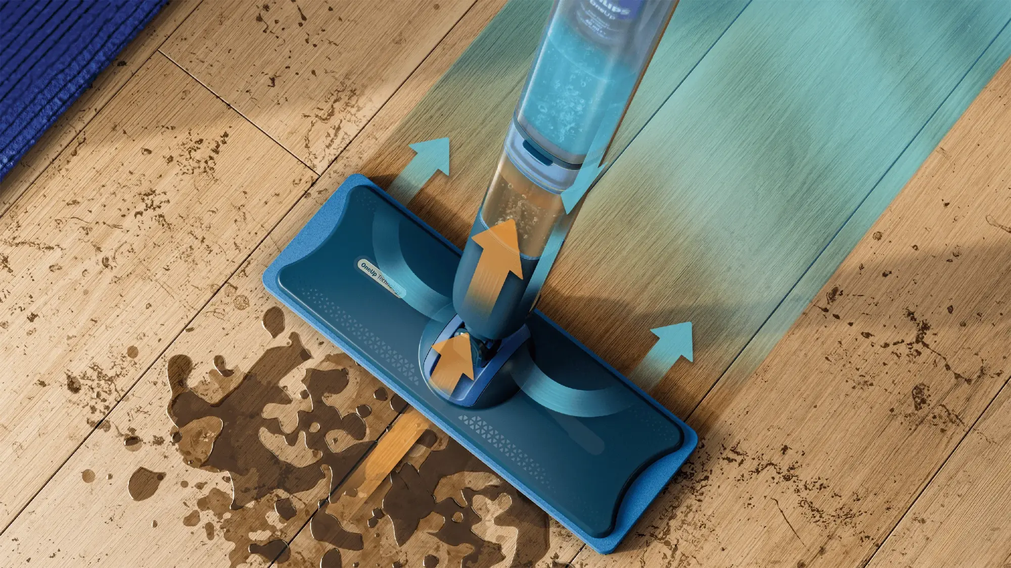 Philips bezvada spieķveida putekļsūcēja tuvplāns, kurā izcelta tā efektīvā filtrēšana un putekļu uztveršana caurspīdīgajā atkritumu tvertnē, uzsverot tā izcilo veiktspēju.