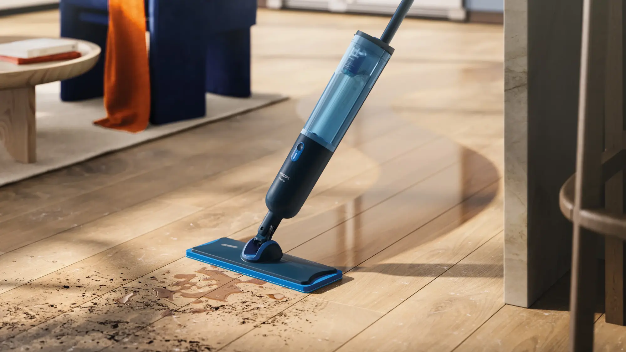Philips Sticks bezvadu putekļsūcējs demonstrē savu daudzpusību ar birstes uzgali, kas ir daļa no Philips Floor Care līnijas. Izbaudiet augstākās klases dizainu un modernākās tīrīšanas tehnoloģijas.